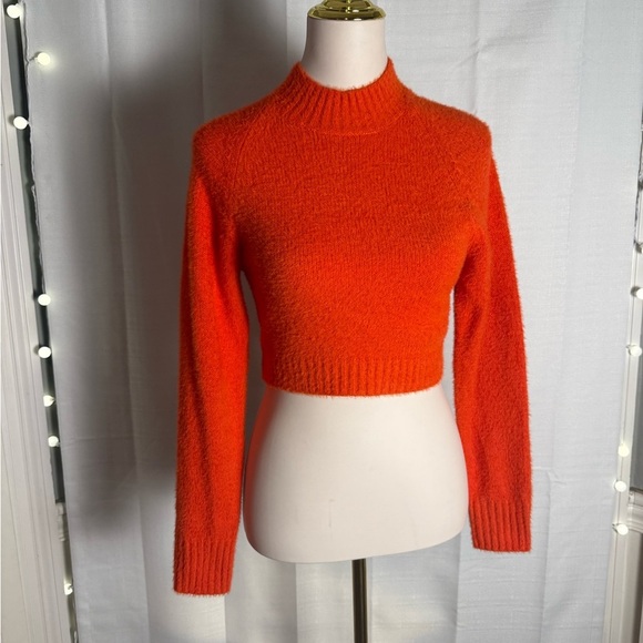 Urban Outfitters Orange Cowl Neck Cropped Sweater Small - Picture 1 of 8